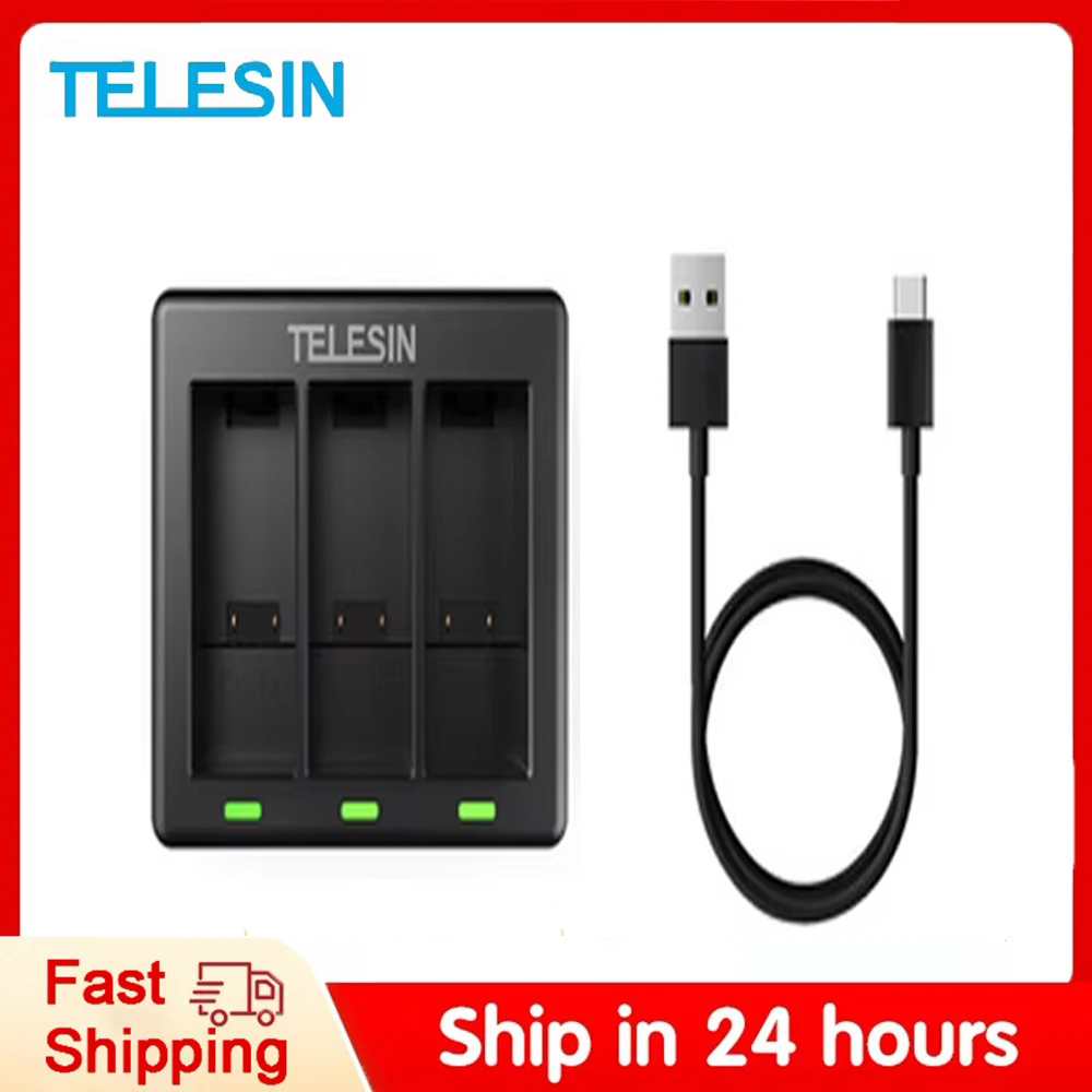 Gopro Action Camera Hero 11 Black - TELESIN 3 Ways Battery Charger For
