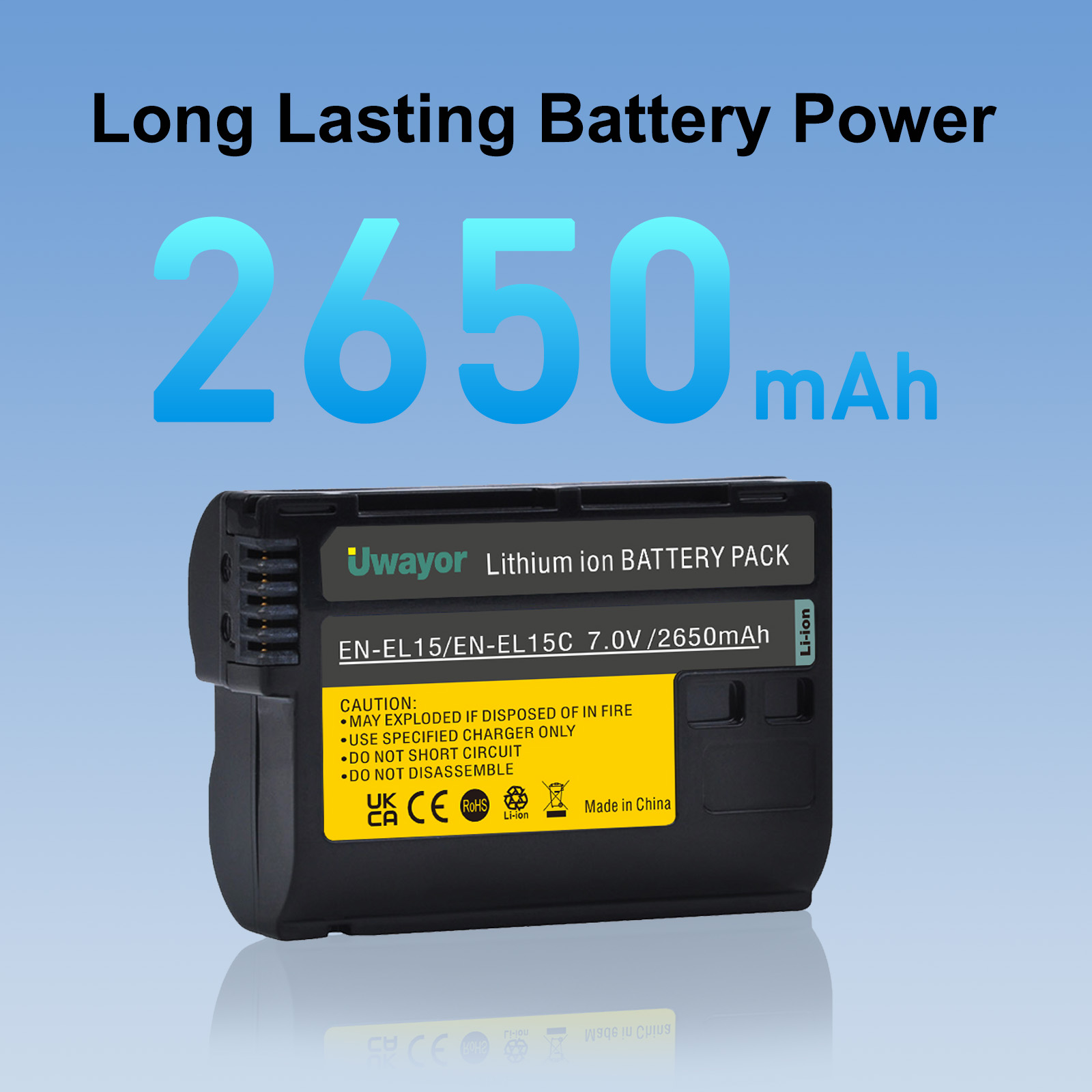 Nikon Camera Z6 Iii - 2650mAh Uwayor ENEL-15/ENEL15C Battery with USB