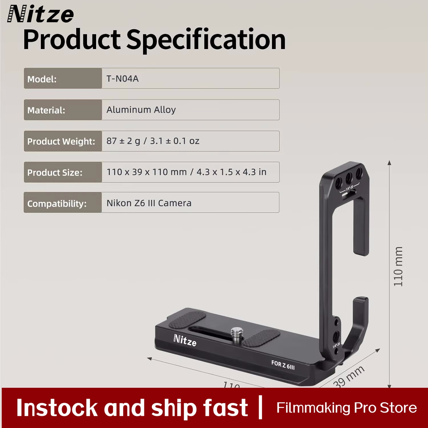 Nitze camera L Bracket for Nik - Nikon Camera Z6 Iii recension och pris