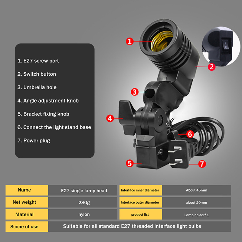Hot Sale E27 AC Socket Lamp Si - Photography Lighting For Sale recension och pris
